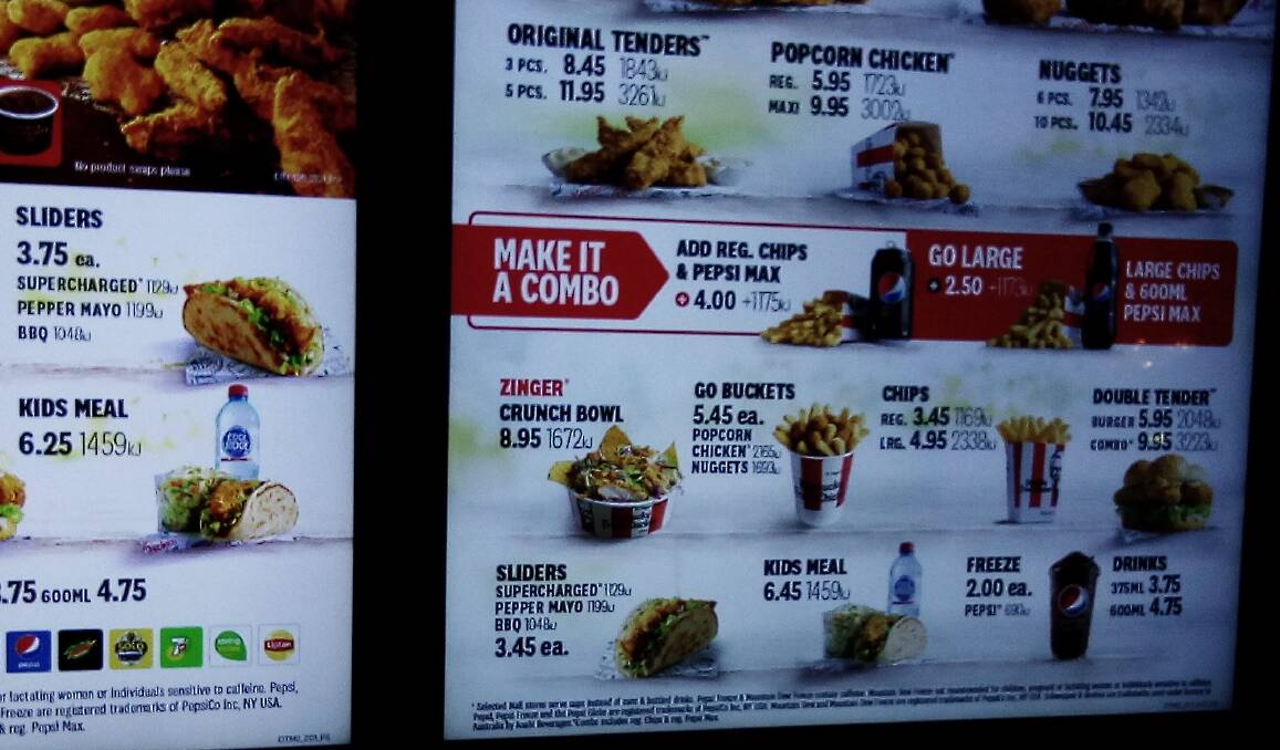 A recent image of the menu board reading $4.95 for large chips. Picture supplied