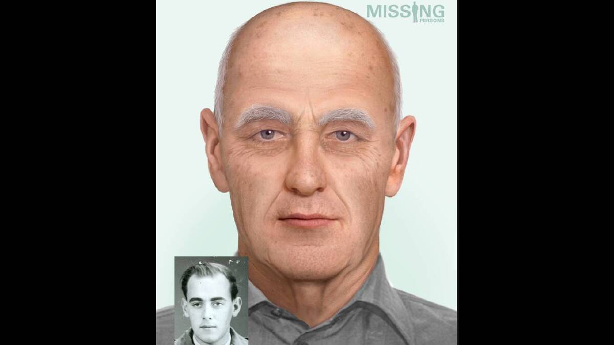 An age progressed image of Barry Calvert, who went missing in Launceston in 1963. Picture supplied 