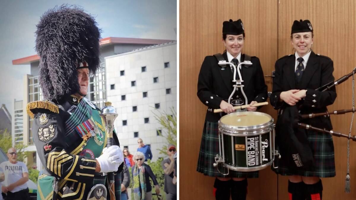 Exiting drum major and new president Peter Scales (left) and new drum sergeant Michelle Haysom and new pipe major Sally-Anne Richter. Pictures supplied 