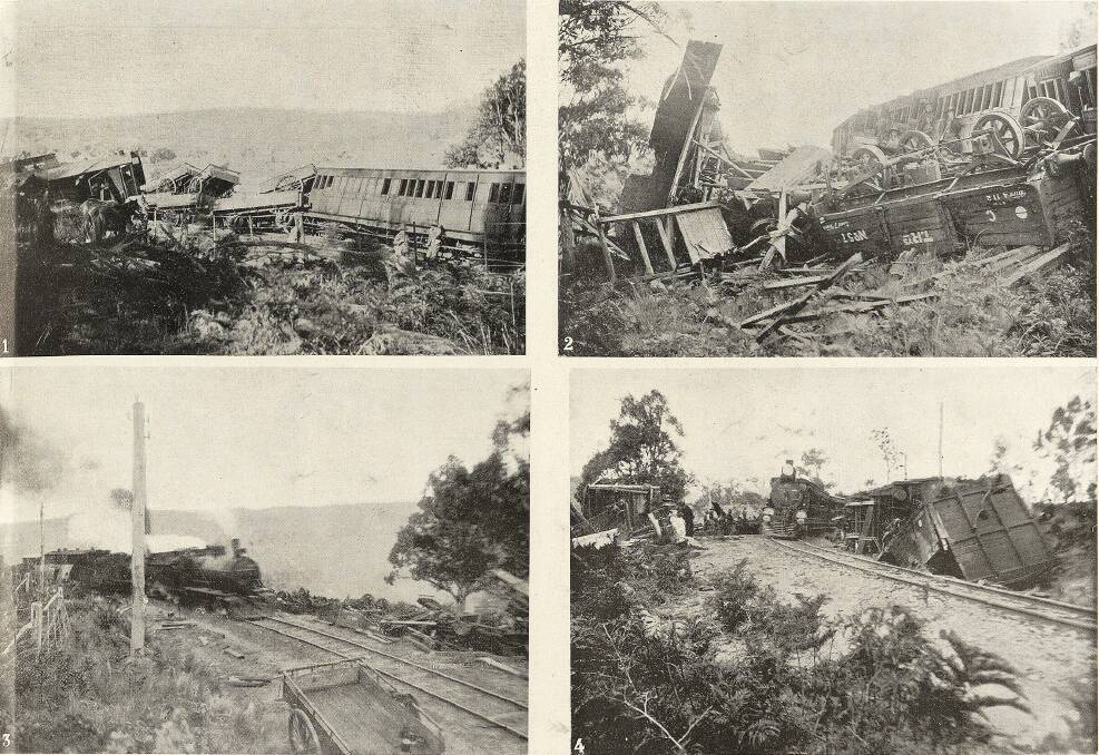 The cleanup begins at the Andover accident. Luckily the locomotive didn't leave the rails and damage to the track was quickly repaired. Picture by Weekly Courier, February 10, 1910