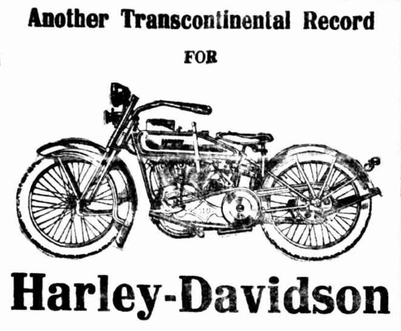 A newspaper advert for Harley-Davidson motorcycles. Picture: The Examiner, Saturday, March 15, 1924.