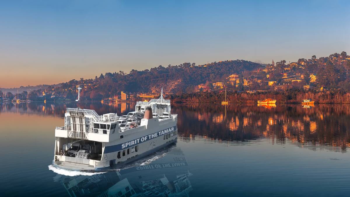An artist's impression of a ferry on the Tamar River. Pictures by Phillip Biggs and Facebook/ SeaLink Bruny Island. 