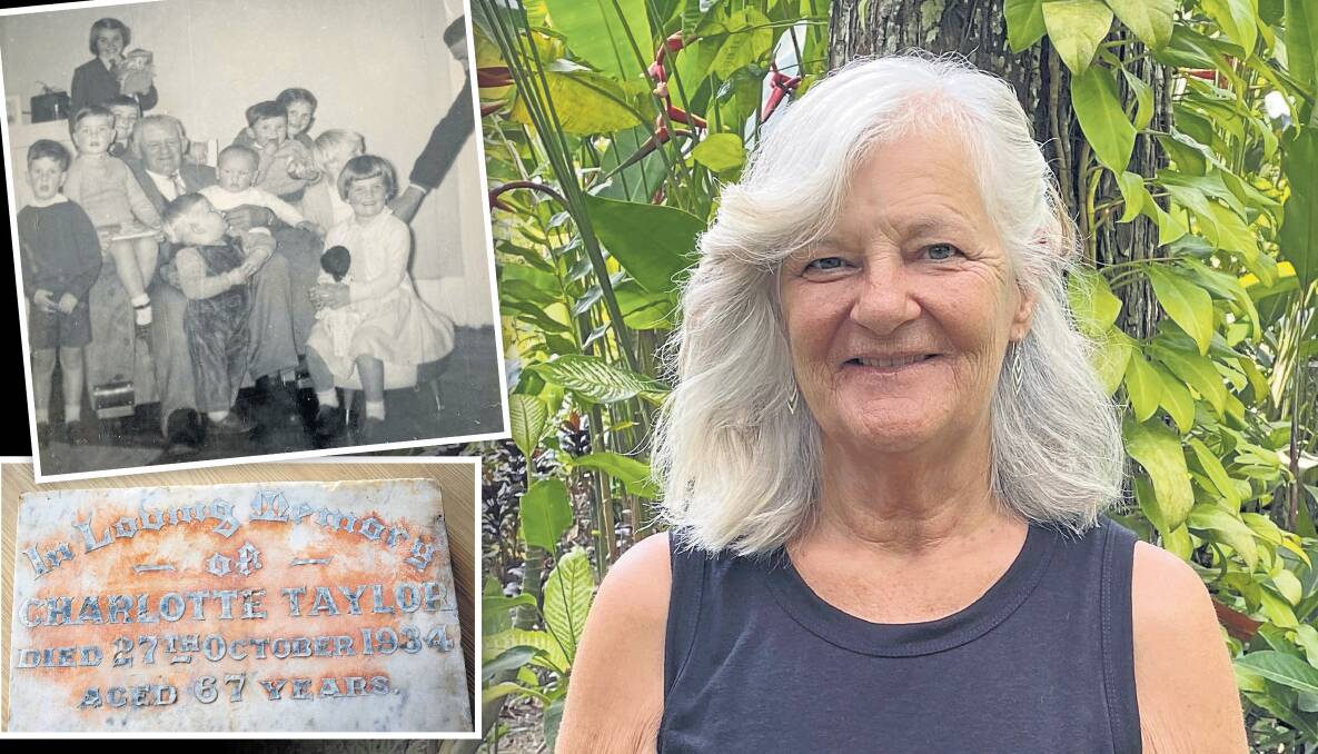 Family comes forward after gravestone found in a kitchen bench in Tasmania: Andrea O'Connor is the great-granddaughter of Charlotte Taylor. Also pictured is Reginald, one of Charlotte's six children, with his grandchildren. Pictures: Supplied
