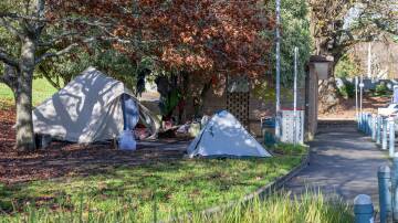 Homeless tents in Royal Park. Picture by Paul Scambler 