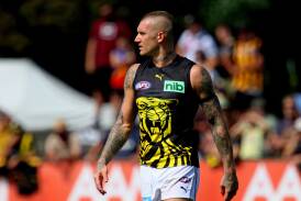 Richmond's Dustin Martin during the Hillcrest tribute match in Devonport in 2022 between the Tigers and Hawthorn. Picture by Rodney Braithwaite 