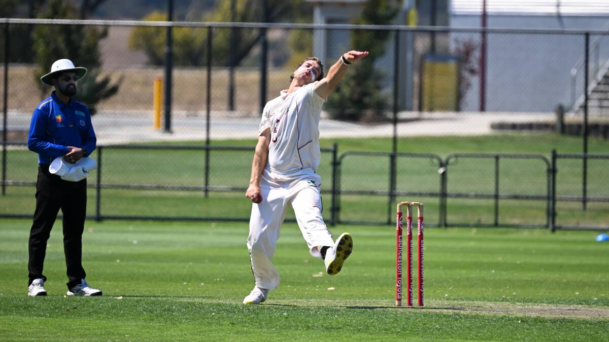 Westbury bowler Ollie Wood steams in at Invermay Park on Saturday. He features in the team of the week. Picture by Paul Scambler