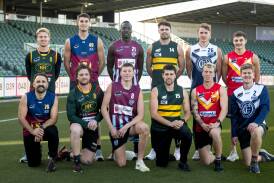 Local NTFA and Hawthorn players swap jumpers at UTAS Stadium on Friday. Pictures by Phillip Biggs 