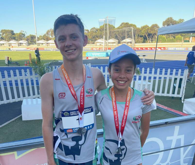 Launceston's Sam Lindsay and Chanel Charles with their All-Schools silver medals. Pictures supplied 