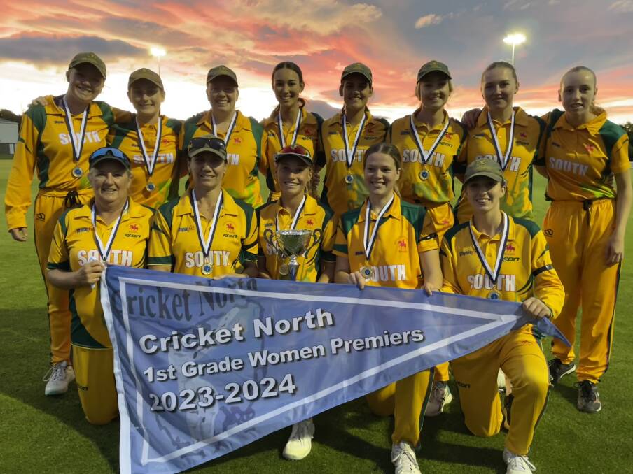 South Launceston with their Cricket North women's premiership flag. 