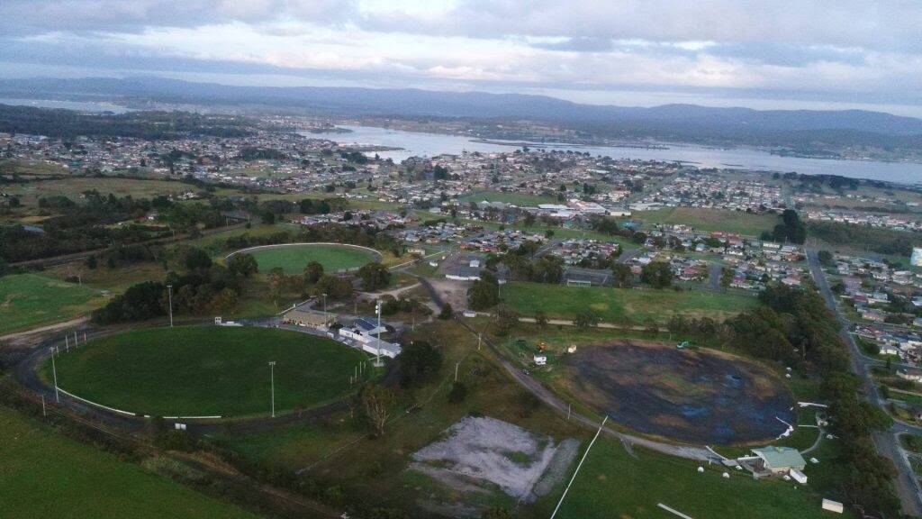 Bird's-eye view of Blue Gum Park. Picture supplied by AFL Tasmania 
