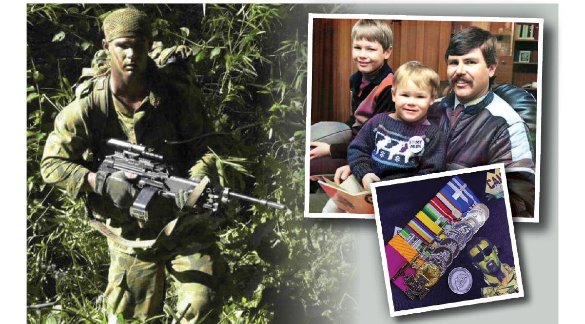LEGACY: Cameron Baird above left, and right, aged 2, with father Doug and brother Brendan. Pictures: Supplied 