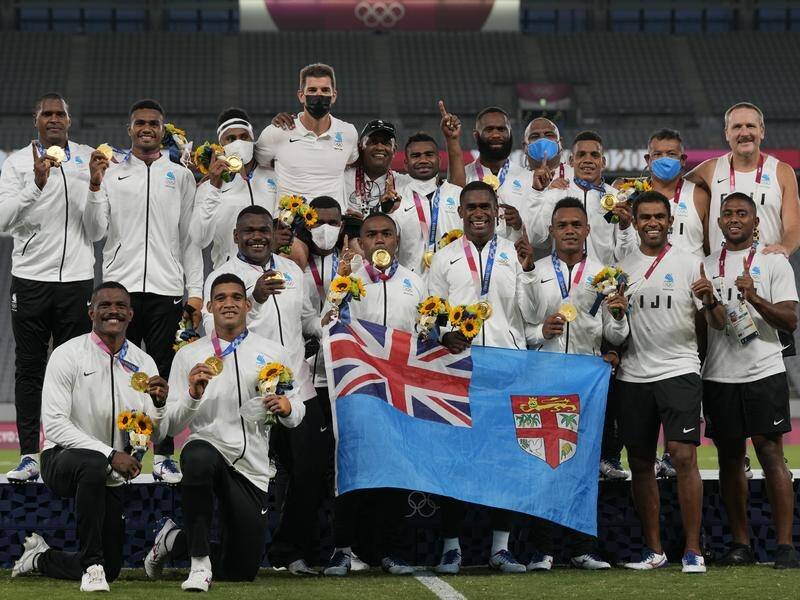 Fiji's men will be chasing a third successive Olympic gold medal when they take the field in Paris. (AP PHOTO)