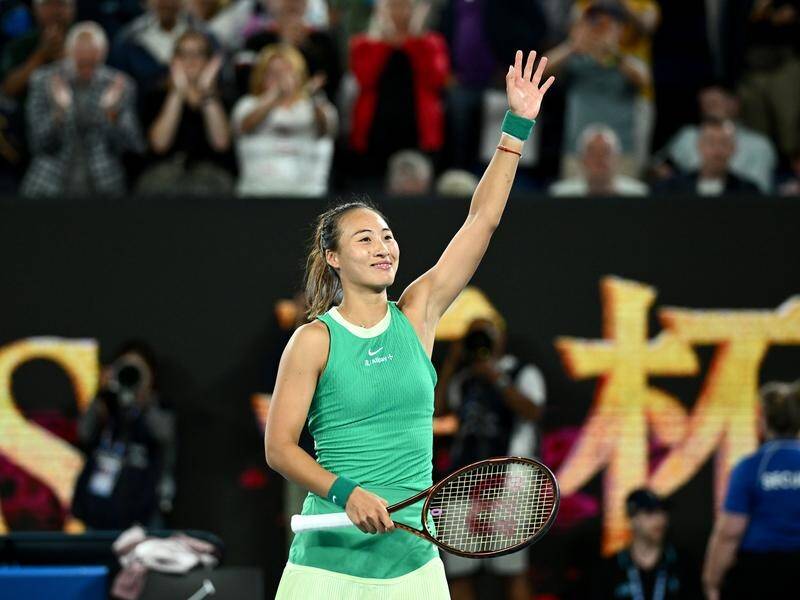 Zheng Quinwen is through to the semi-final of the Australian Open after beating Anna Kalinskaya. (Joel Carrett/AAP PHOTOS)
