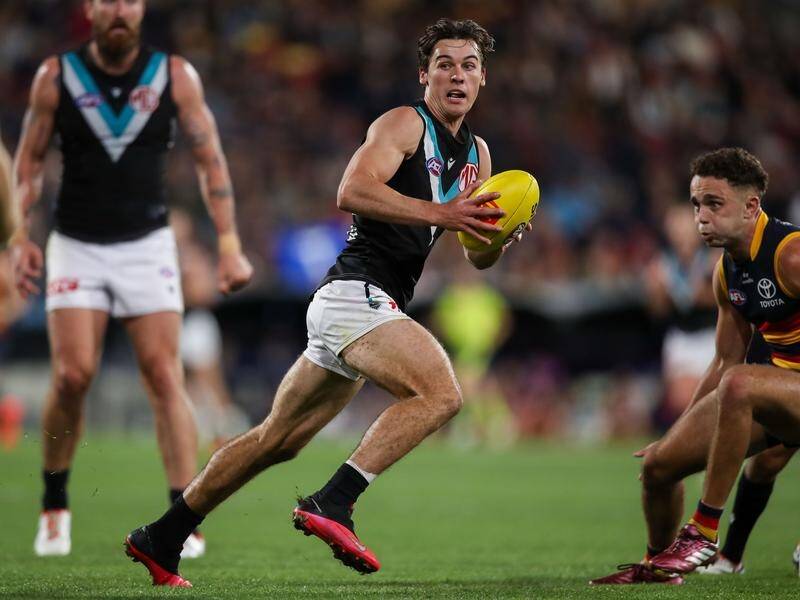 Port Adelaide will be without Connor Rozee for their crunch clash against Carlton on Thursday. (Matt Turner/AAP PHOTOS)
