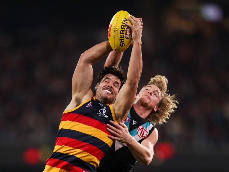 Darcy Fogarty (left) has been added to Adelaide's leadership group ahead of the AFL season. (Matt Turner/AAP PHOTOS)