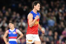 Eric Hipwood has helped the Lions to a stunning win over the Bulldogs with six goals. (Joel Carrett/AAP PHOTOS)