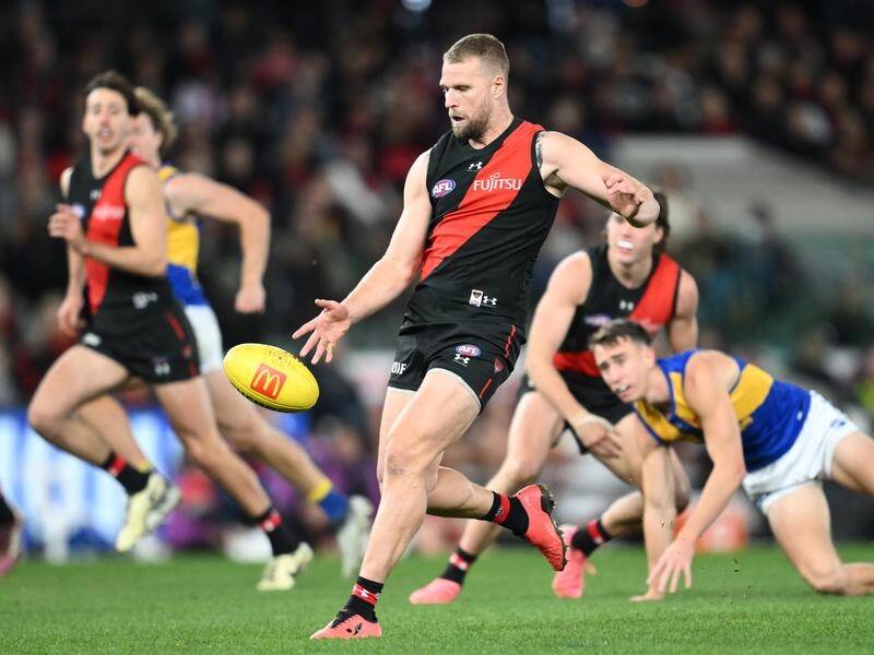 Jake Stringer has booted five goals in Essendon's 30-point win over the Eagles in Melbourne. (Joel Carrett/AAP PHOTOS)