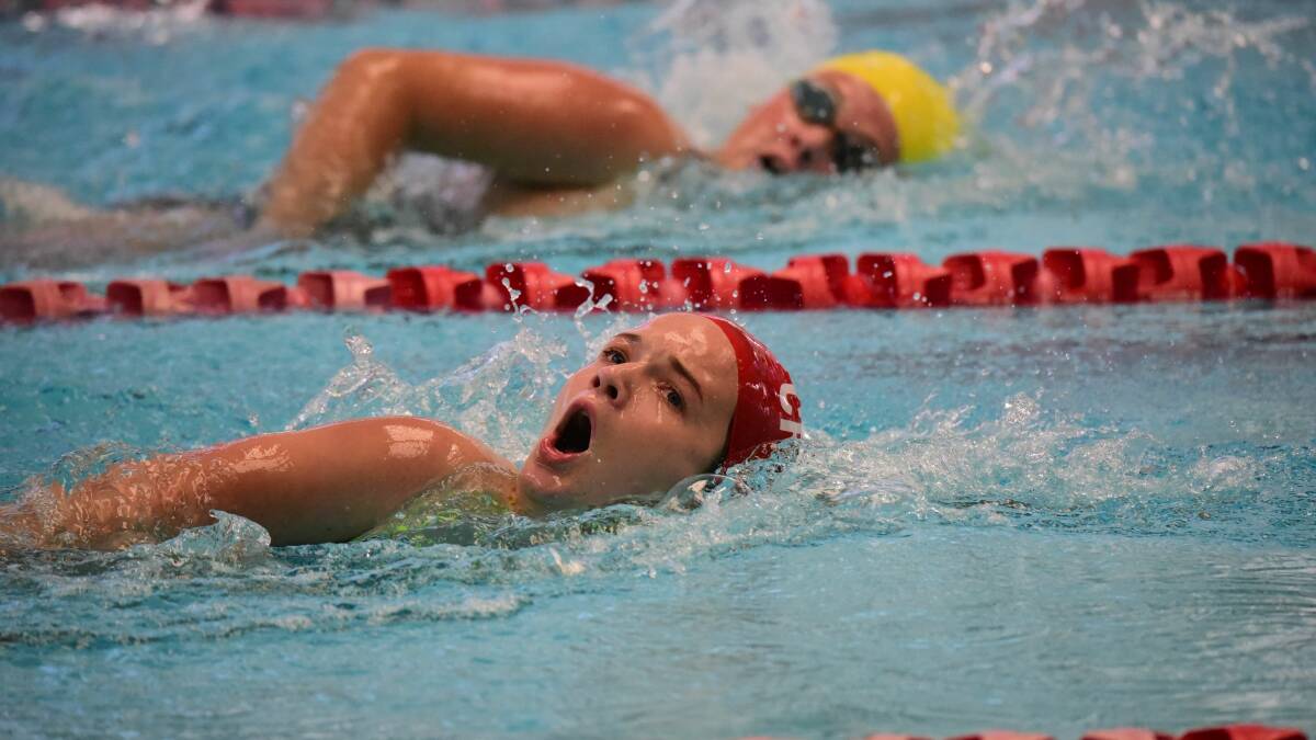 BREATH TAKING: Cressy swimmer Danielle Saltmarsh gasps for air on Thursday during her strong freestyle swim. 