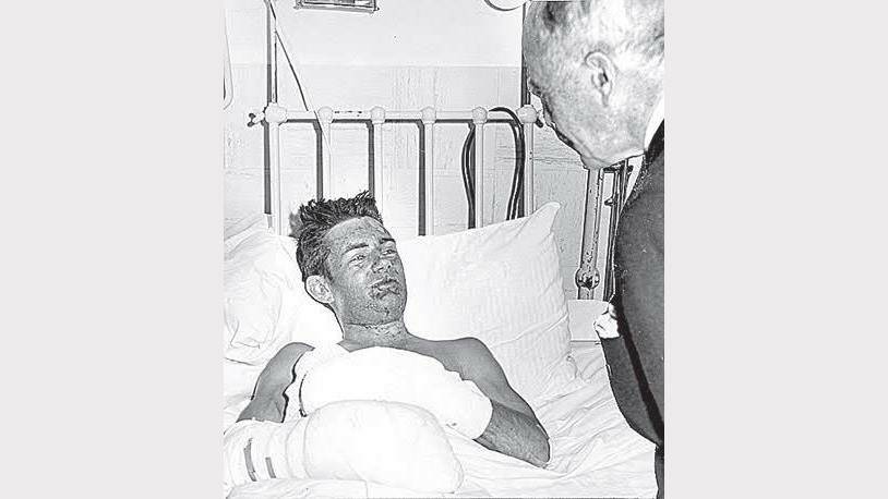 1967 Bushfires: Burns victim John White, of Whattle Hill, in hospital.