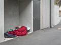 A homeless person sleeping rough in the Launceston CBD. Picture: Craig George. 